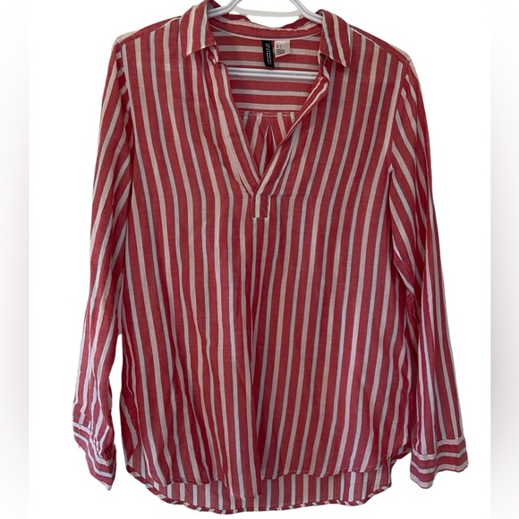 H&M DIVIDED Collared V Neck Long Sleeve tunic - Picture 1 of 2